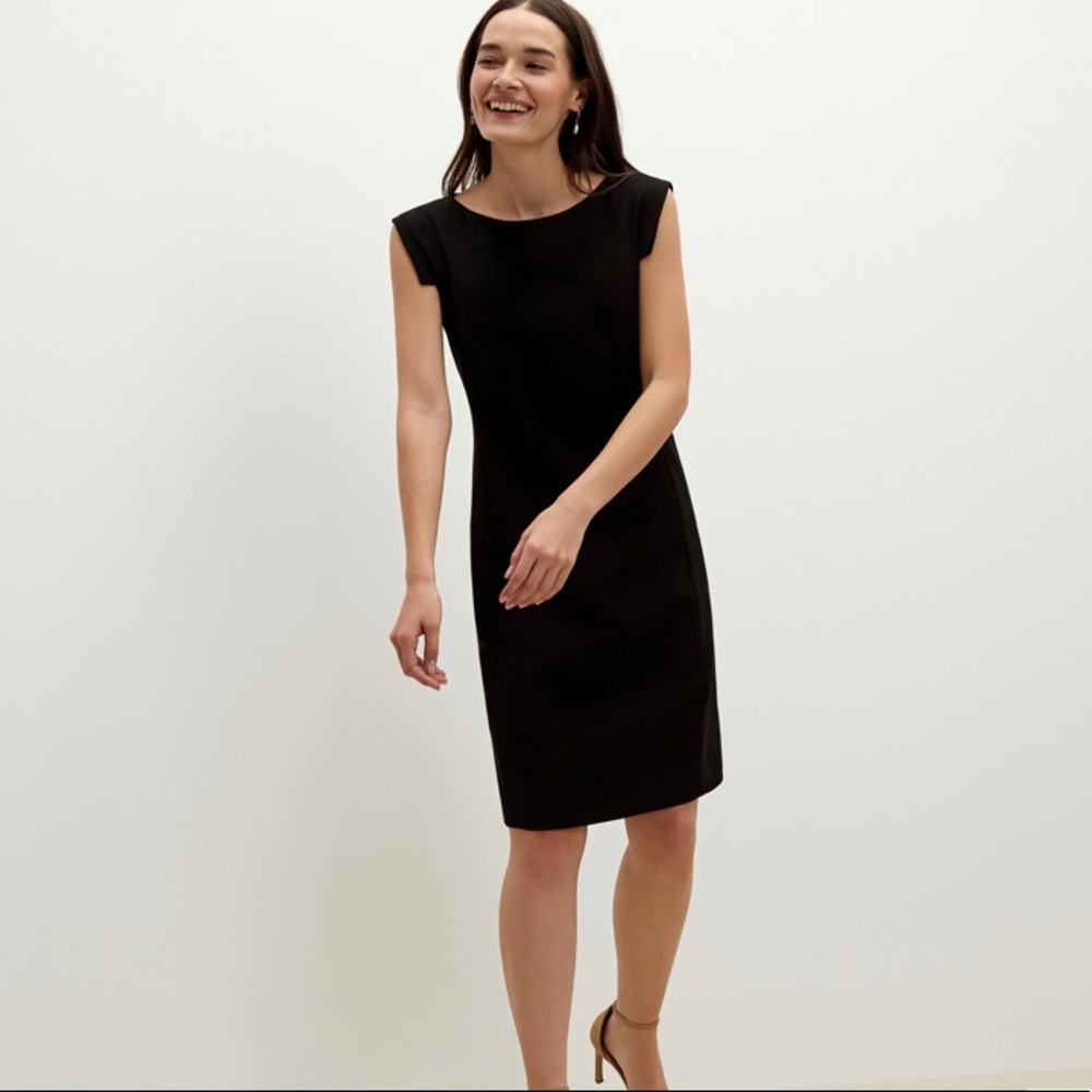 M.M.LaFleur black cap-sleeve Sarah crepe dress NWT
